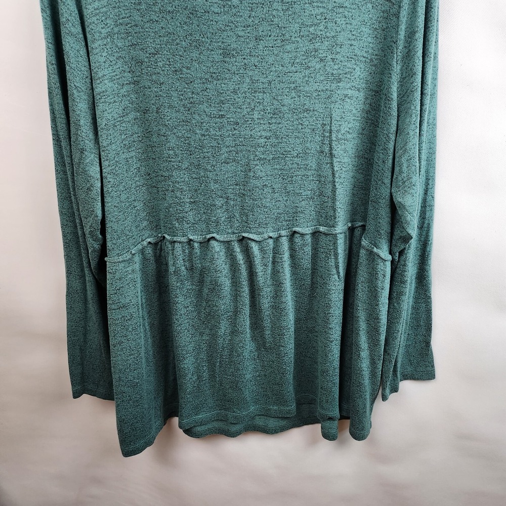 AnyBody Womens Hacci Peplum Tunic Top Size 1X Green Brushed Cowl Neck Loungewear - Picture 8 of 9